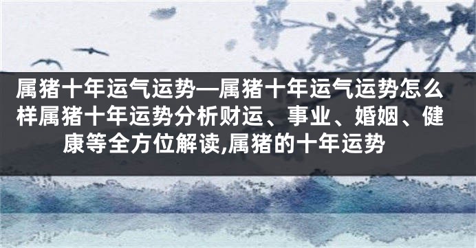 属猪十年运气运势—属猪十年运气运势怎么样属猪十年运势分析财运、事业、婚姻、健康等全方位解读,属猪的十年运势