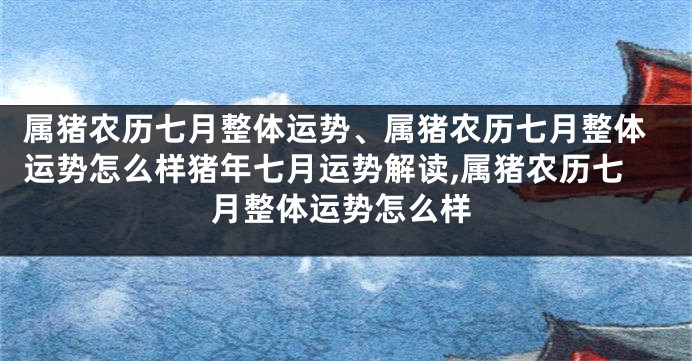 属猪农历七月整体运势、属猪农历七月整体运势怎么样猪年七月运势解读,属猪农历七月整体运势怎么样