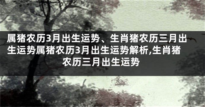 属猪农历3月出生运势、生肖猪农历三月出生运势属猪农历3月出生运势解析,生肖猪农历三月出生运势