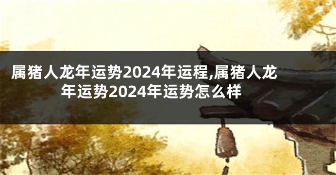 属猪人龙年运势2024年运程,属猪人龙年运势2024年运势怎么样