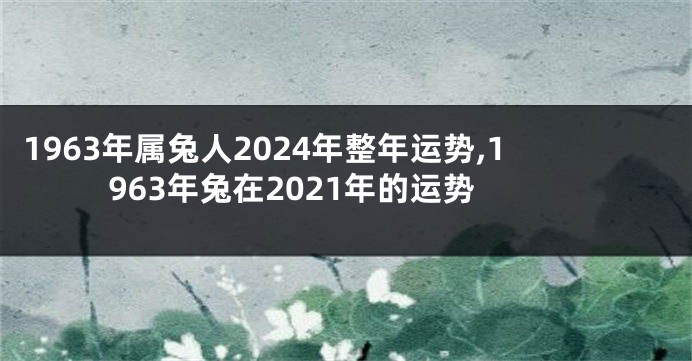 1963年属兔人2024年整年运势,1963年兔在2021年的运势