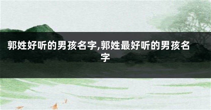 郭姓好听的男孩名字,郭姓最好听的男孩名字