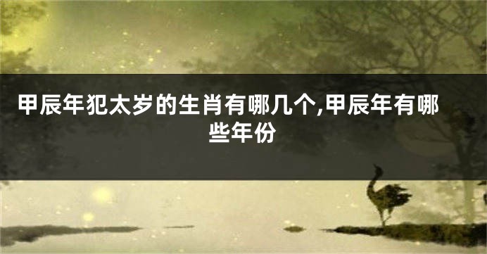 甲辰年犯太岁的生肖有哪几个,甲辰年有哪些年份