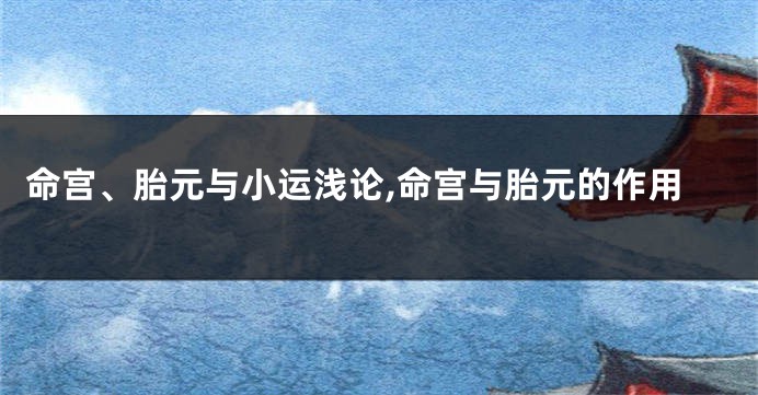命宫、胎元与小运浅论,命宫与胎元的作用