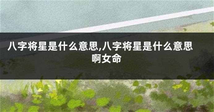 八字将星是什么意思,八字将星是什么意思啊女命